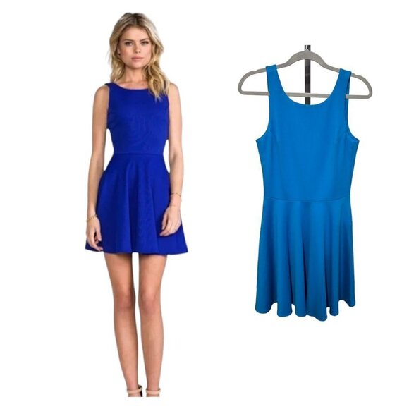 Amanda Uprichard Fit and Flare Skater Mini Dress Sleeveless Backless Blue - Picture 1 of 9